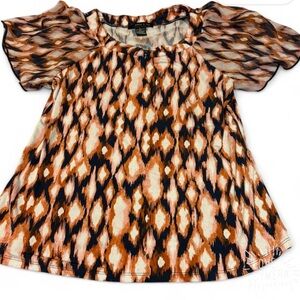 Stylish Orange and Black Patterned Blouse